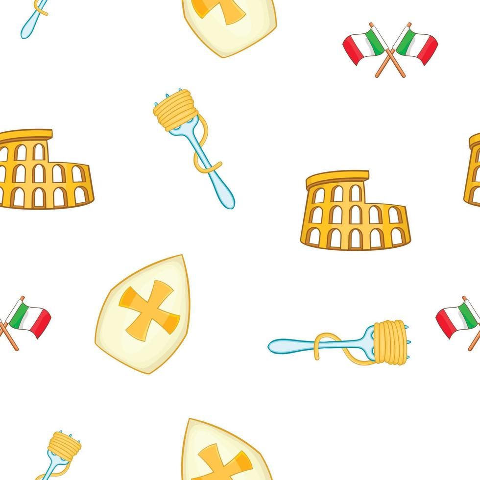 símbolos da Itália padrão, estilo cartoon vetor