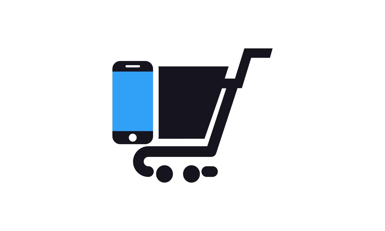 carrinho de telefone inteligente abstrato logotipo da loja on-line projeta ilustração gráfico vetorial de compras e loja vetor