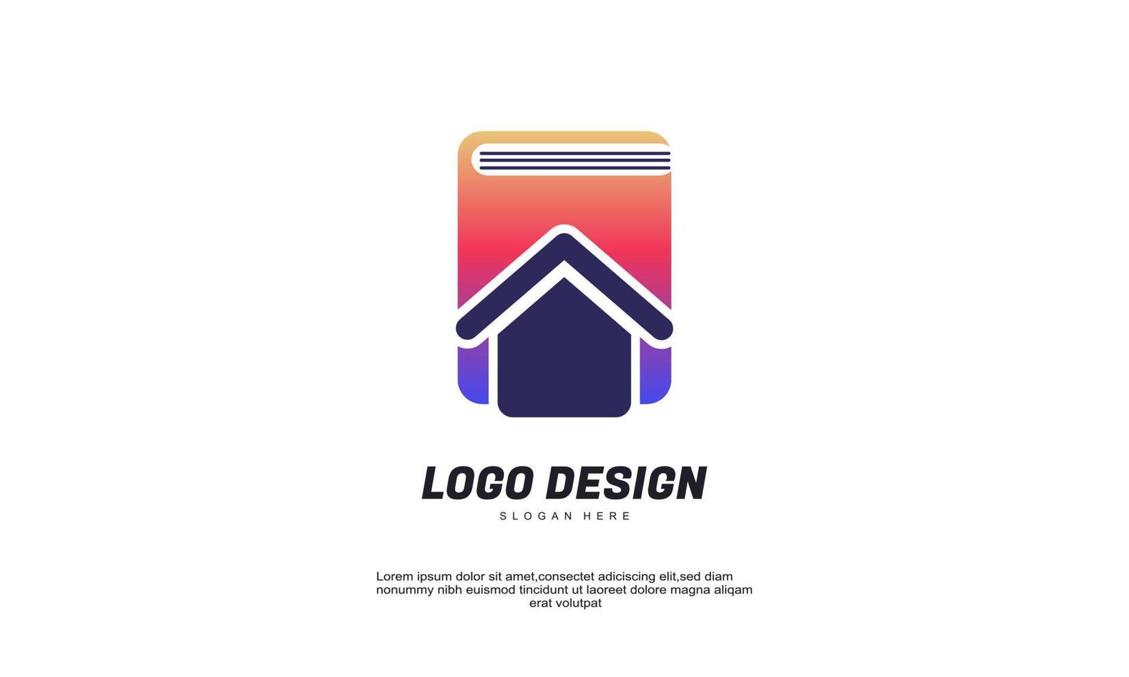 design de logotipo de livro abstrato de vetor de estoque modelo de logotipo de casa segura de vetor de conceito