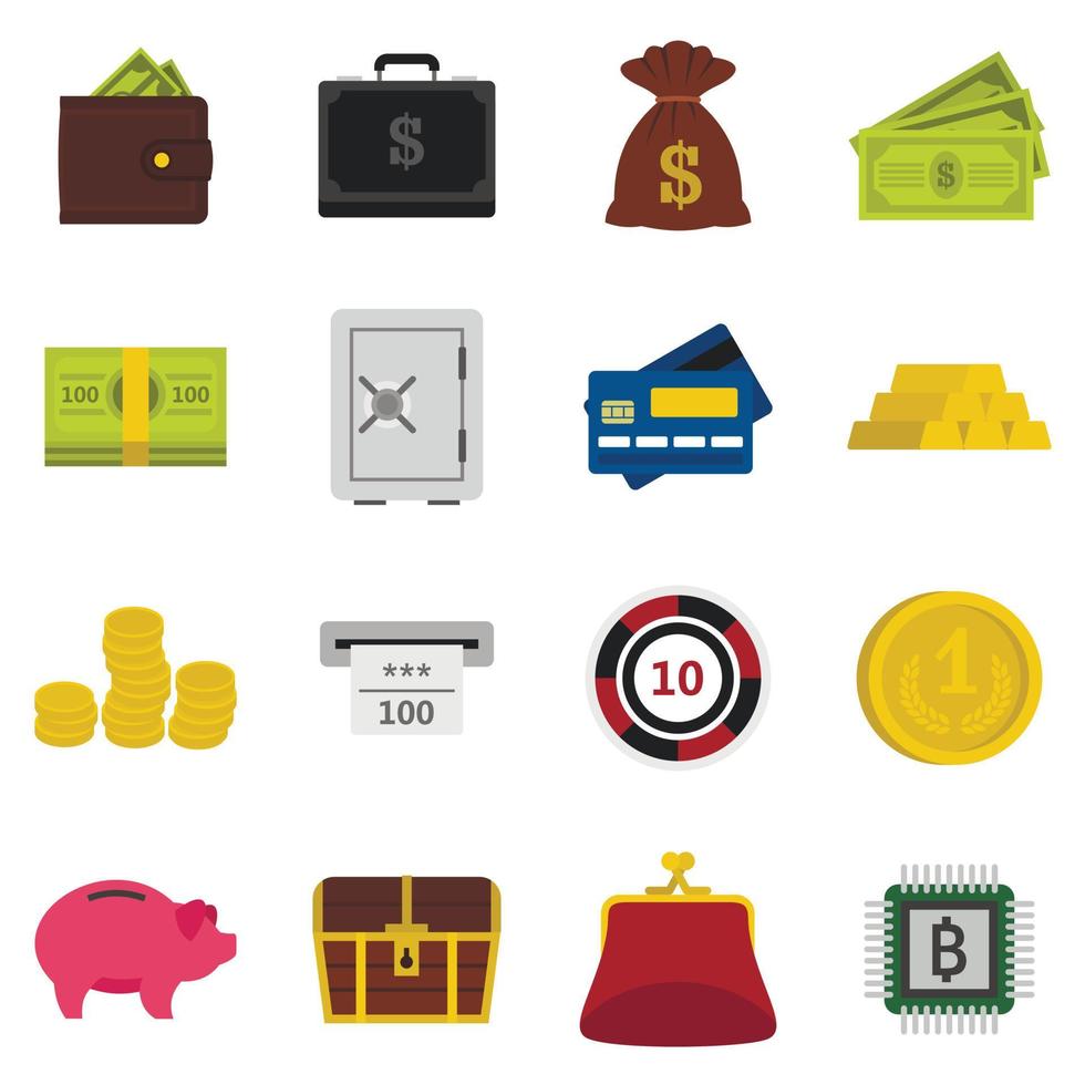 conjunto de ícones de dinheiro, estilo simples vetor