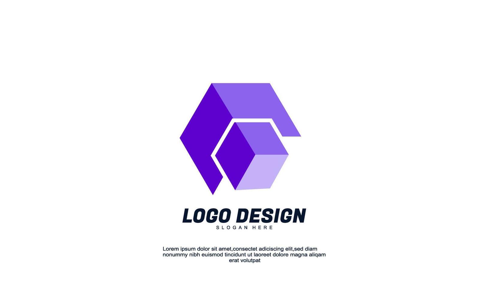 logotipo moderno de identidade de ideia criativa abstrata de vetor de estoque para empresa ou negócios cor roxa com modelo de design plano