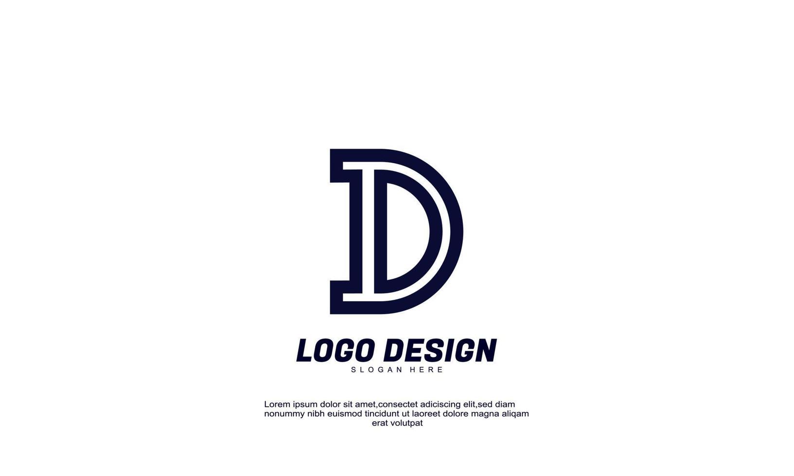 abstrato criativo inicial d economia negócios empresa produtividade amor logotipo modelo de design de cor gradiente vetor