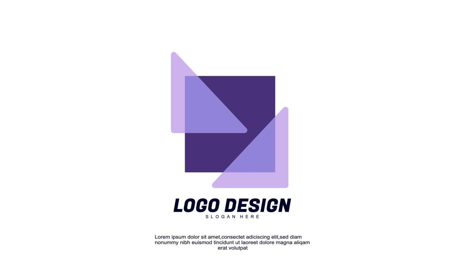 Triângulo de ideia moderna criativa abstrata de estoque e marca de retângulo para empresa ou design multicolorido corporativo com design plano vetor