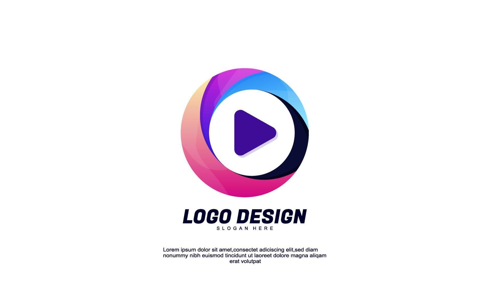 círculo de ideia de logotipo criativo abstrato de vetor de estoque e mídia de reprodução para empresa de identidade de marca ou modelo de design de cor gradiente de negócios