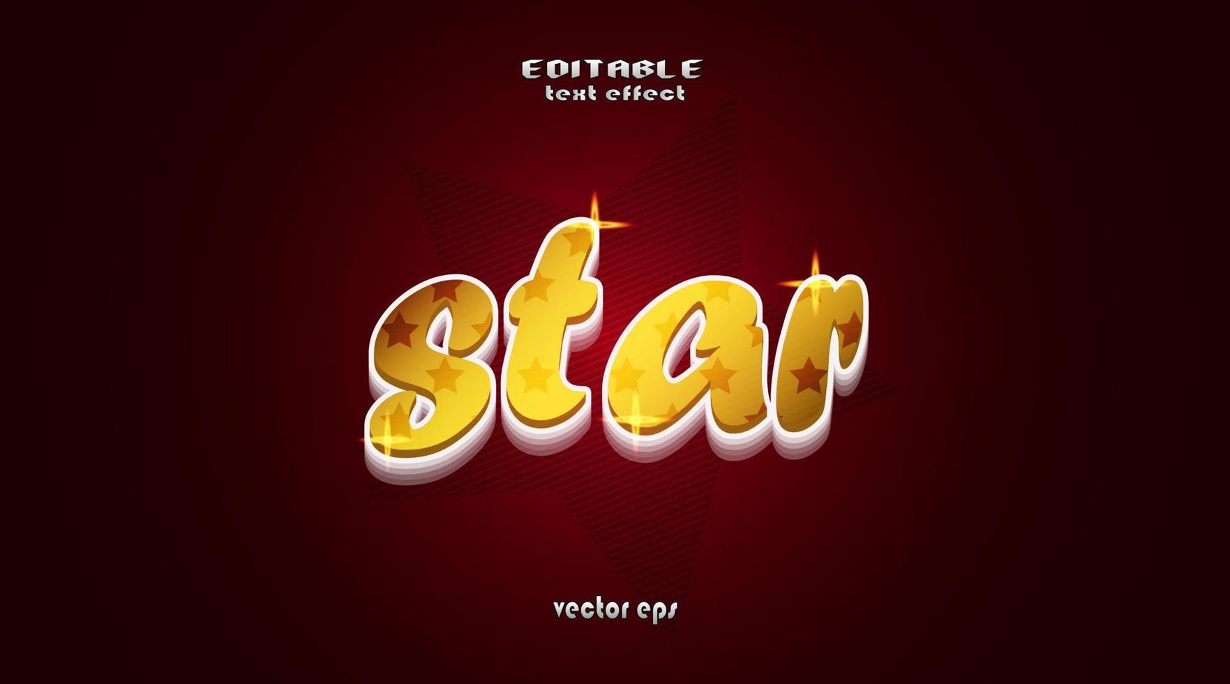 texto estrela com cor dourada brilhante, fonte de efeito editável, com estilo 3d, ideal para cartazes, badners, tipografia, escrita, etc. vetor