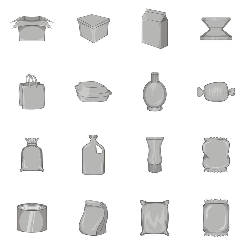 conjunto de ícones de embalagem, estilo monocromático preto vetor