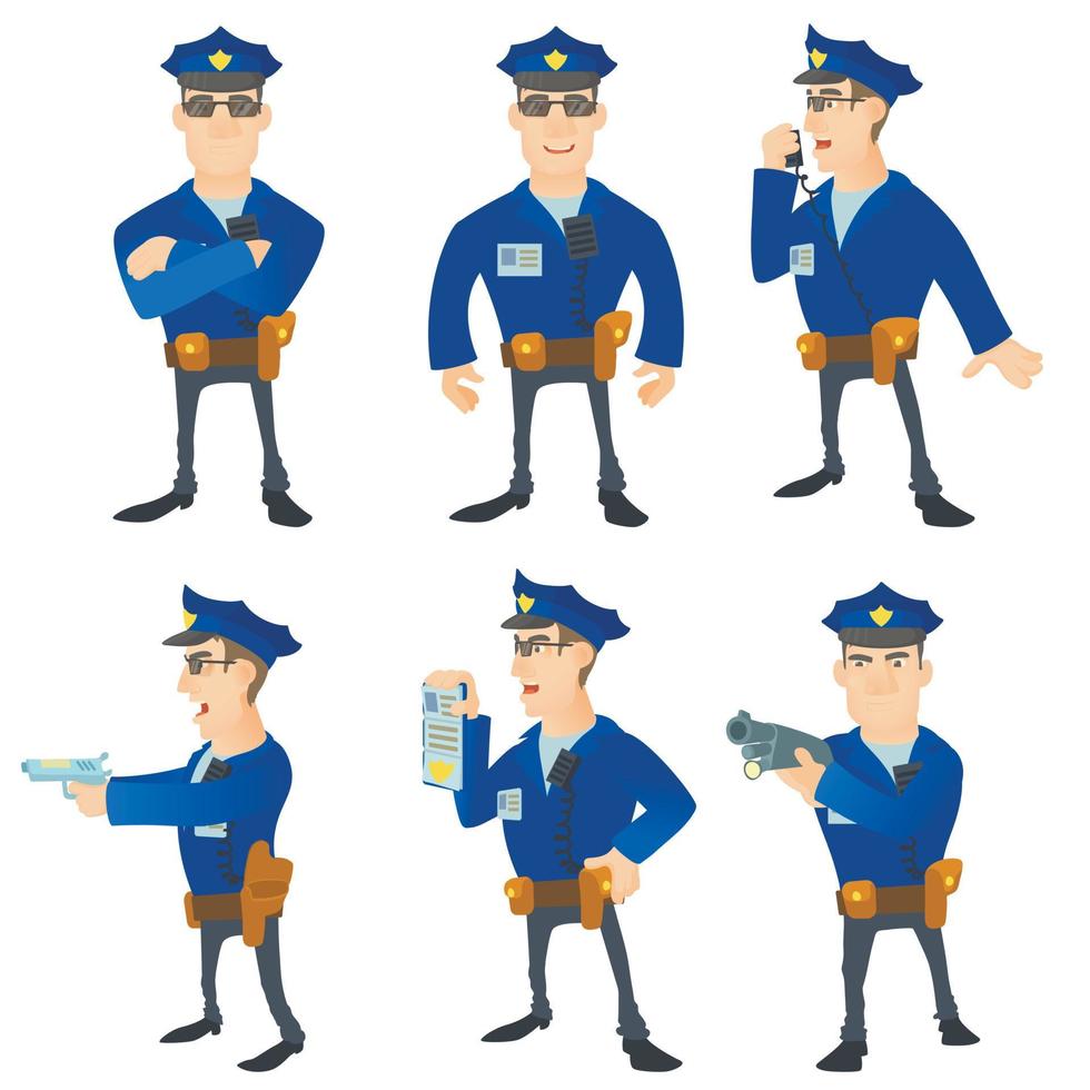 conjunto de conceito de policial, estilo cartoon vetor