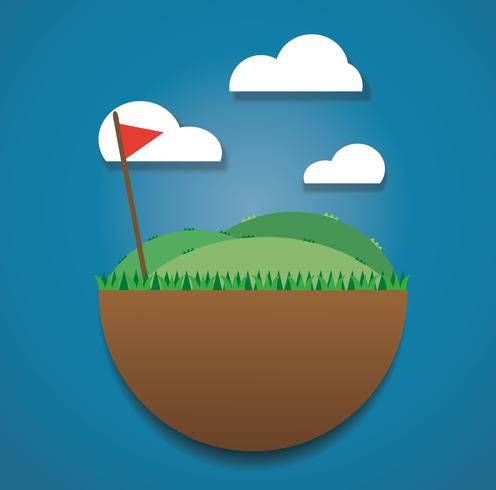 bandeira de golfe no vetor campo verde
