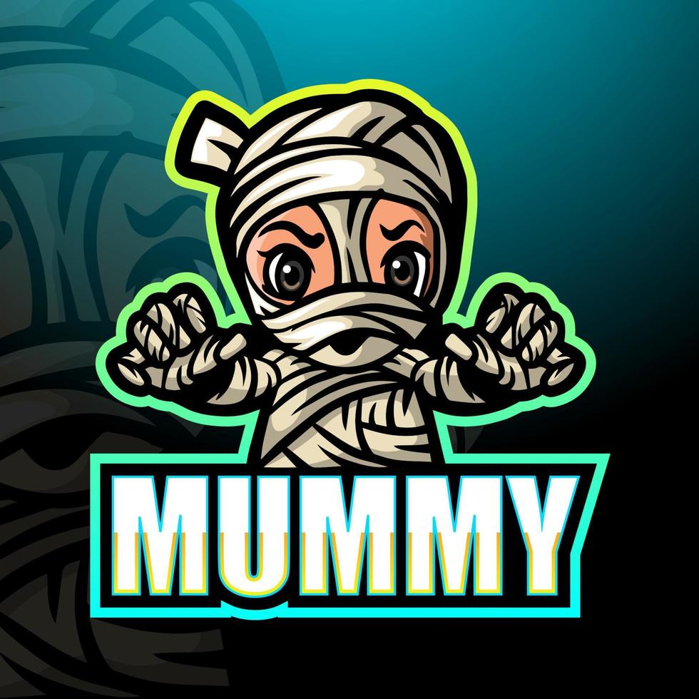 design de logotipo esport de mascote de múmia vetor