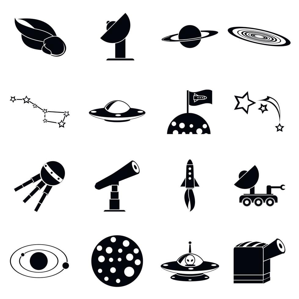 conjunto de ícones de espaço, estilo simples vetor