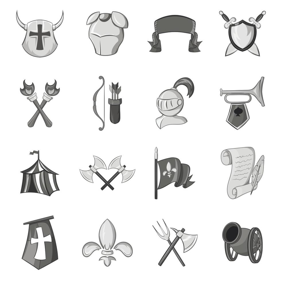 conjunto de ícones de cavaleiro, estilo monocromático preto vetor
