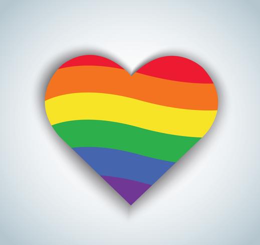 Bandeira do arco-íris no ícone de forma de coração. Dia dos namorados vetor