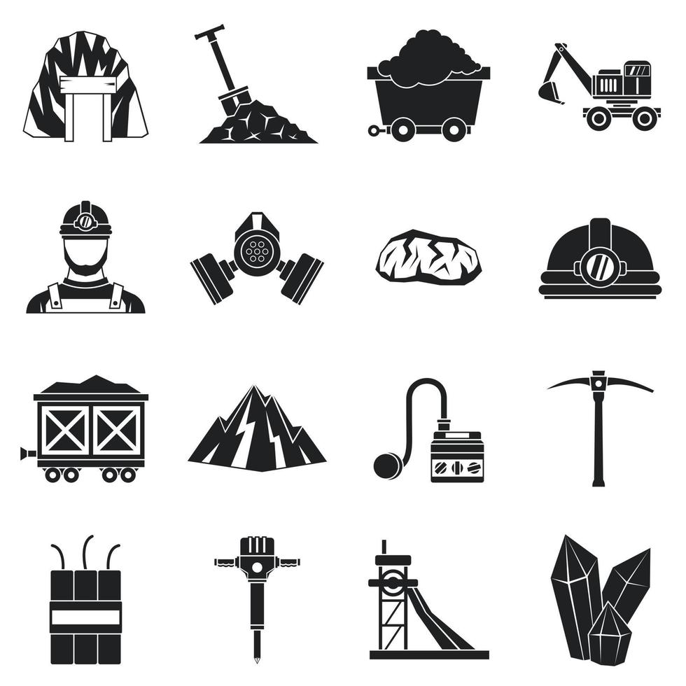 conjunto de ícones de mineiro, estilo simples vetor