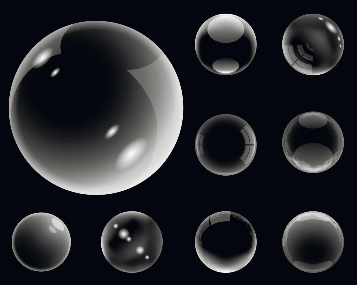 conjunto de bolhas transparentes, estilo realista vetor
