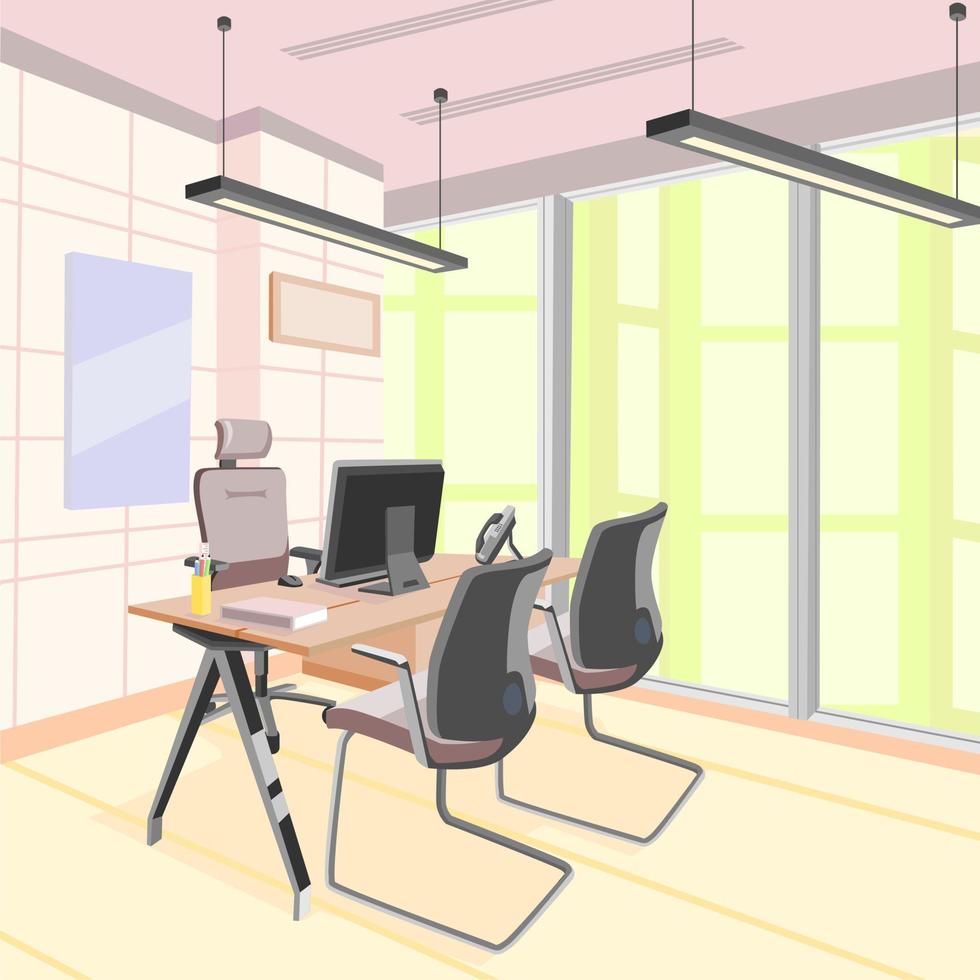 local de trabalho criativo moderno espaço aberto vazio ninguém escritório interior contemporâneo co-working centro plano horizontal vetor
