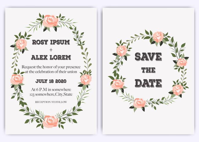 Wedding convida, convite, salvar o design de cartão da data com a anêmona cor-de-rosa do jardim elegante do rosa da alfazema. vetor