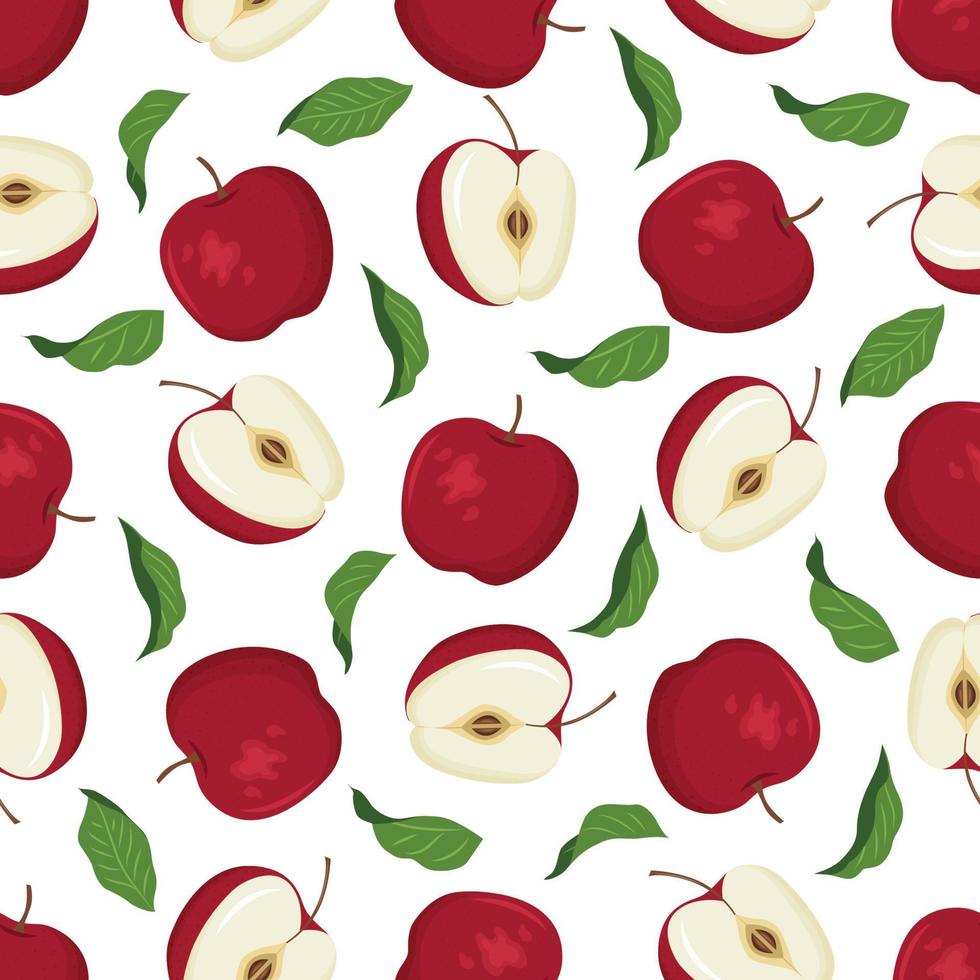 padrão sem emenda de vetor com maçãs vermelhas maduras