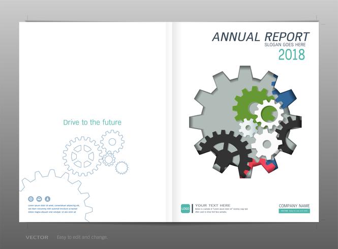 Relatório anual de design de capa, Industrial e conceito de engenharia. vetor