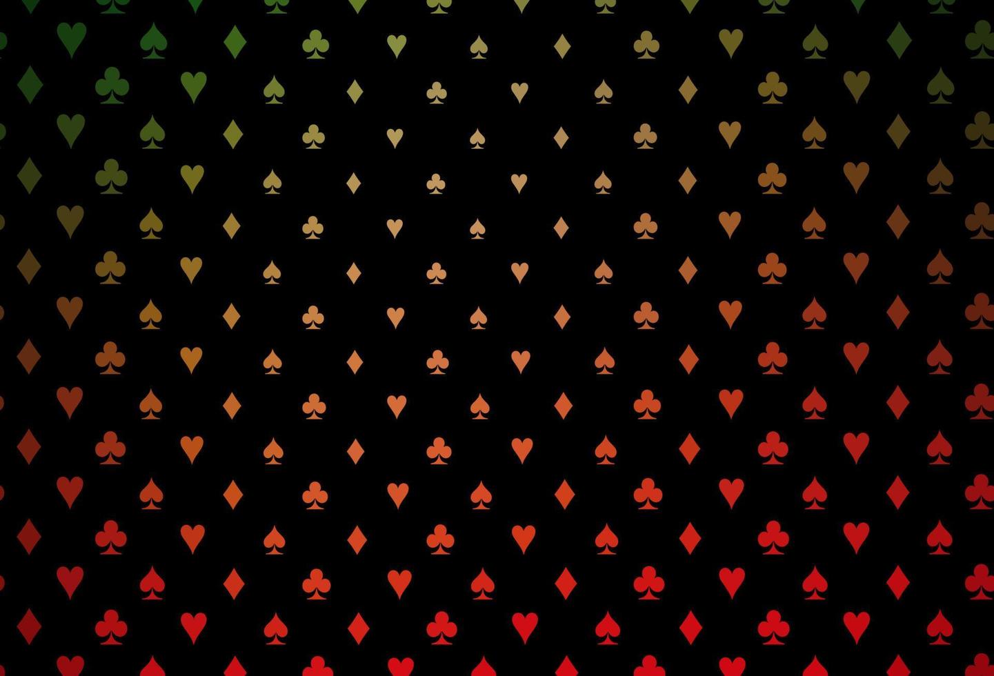modelo de vetor verde e vermelho escuro com símbolos de pôquer.