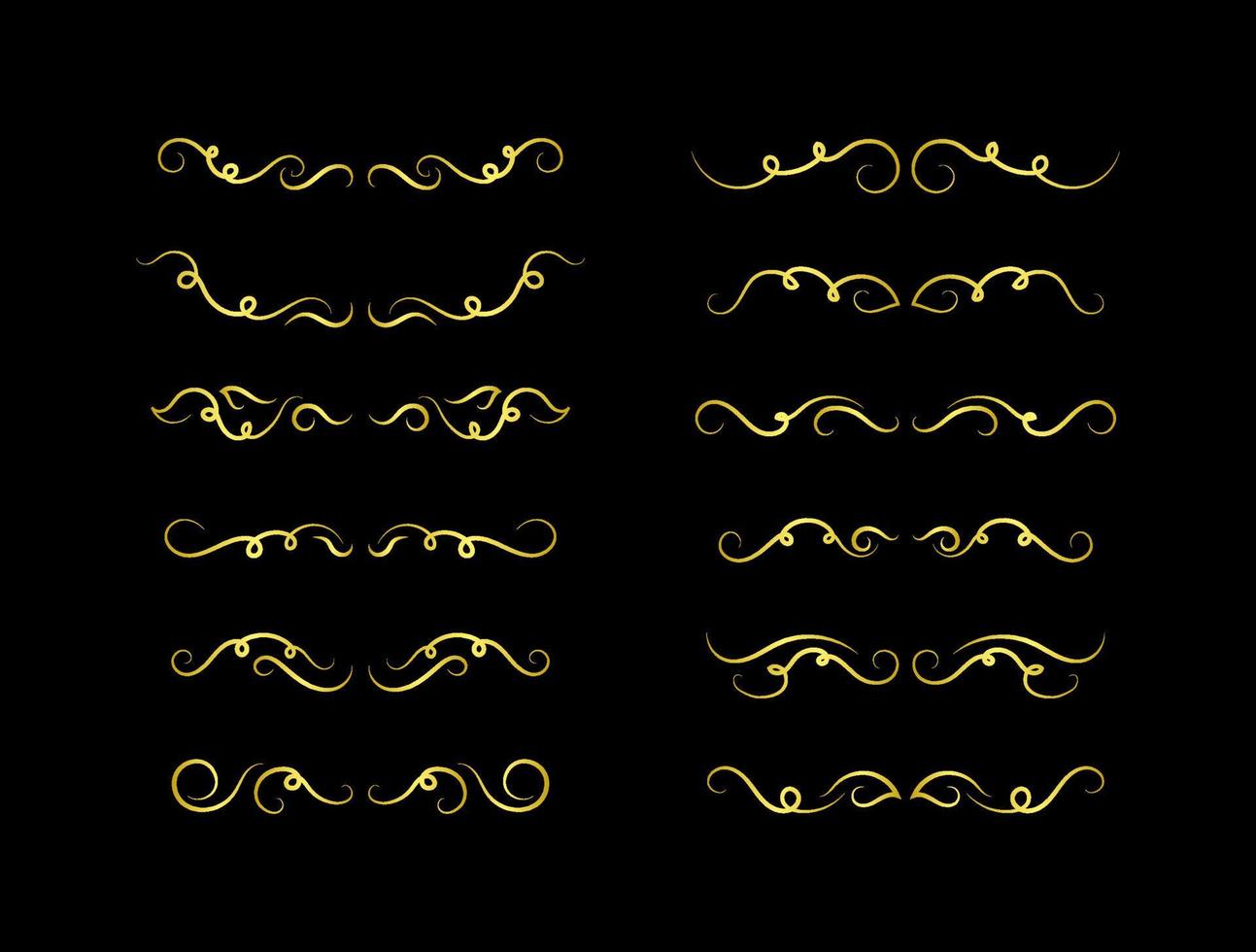 coleção de conjunto de elementos de bordas de ouro, vetor de ornamento