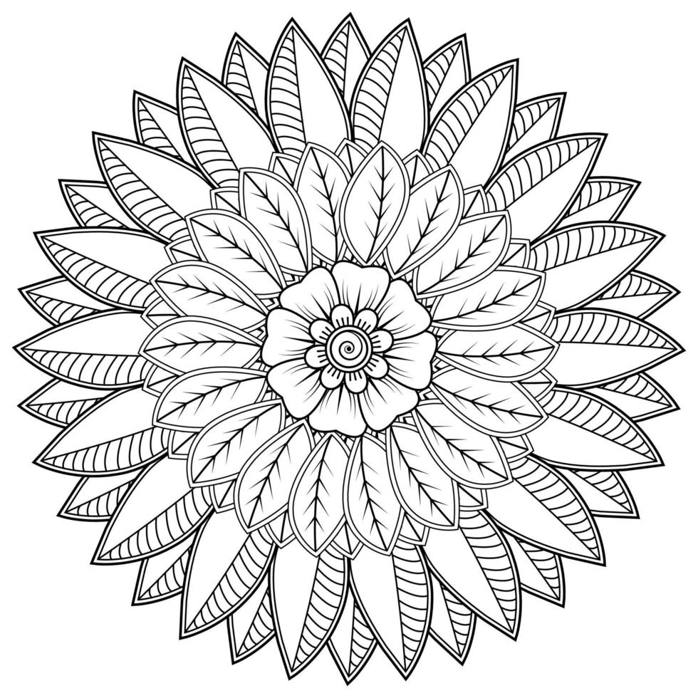 padrão circular em forma de mandala para henna, mehndi, tatuagem, decoração. ornamento decorativo em estilo oriental étnico. página do livro para colorir. vetor