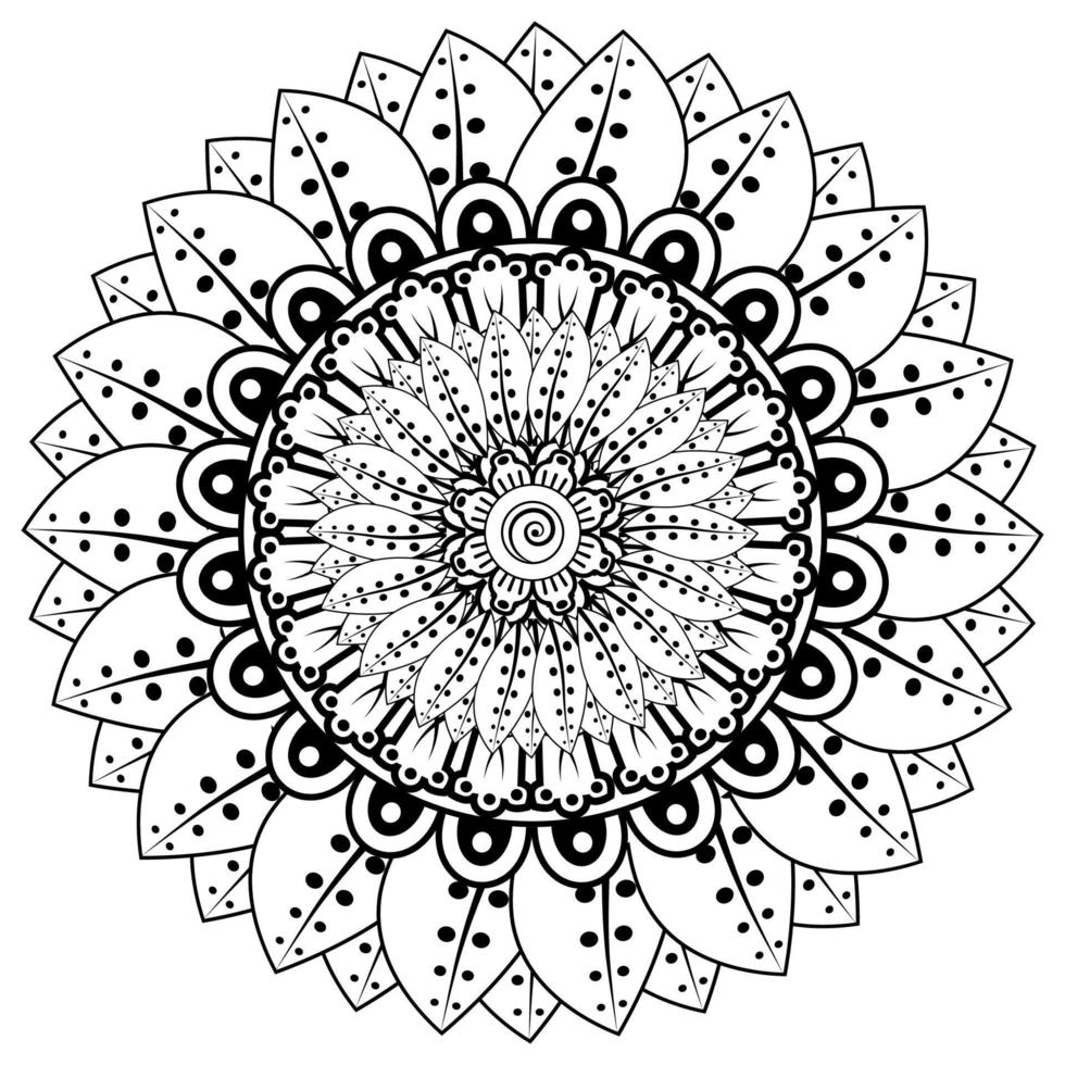 padrão circular em forma de mandala para henna, mehndi, tatuagem, decoração. página do livro para colorir. vetor