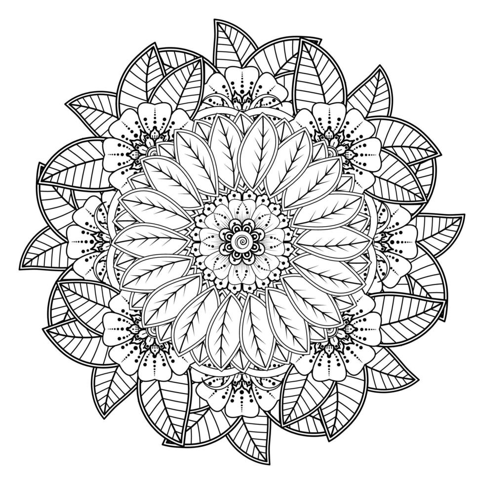 padrão circular em forma de mandala para henna, mehndi, tatuagem, decoração. página do livro para colorir. vetor