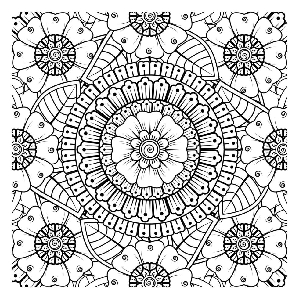 padrão circular em forma de mandala para henna, mehndi, tatuagem, decoração. página do livro para colorir. vetor