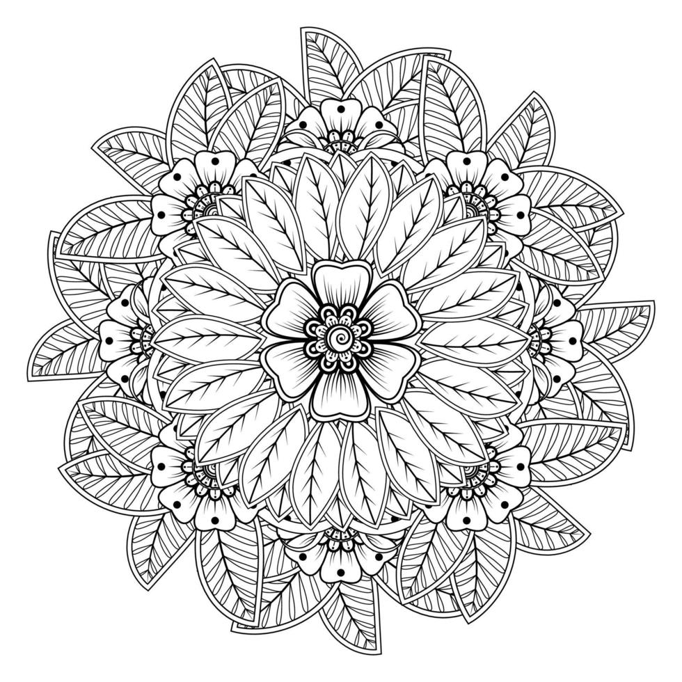padrão circular em forma de mandala para henna, mehndi, tatuagem, decoração. página do livro para colorir. vetor