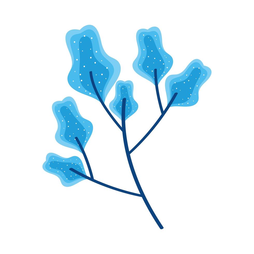 ramo azul com folhas vetor