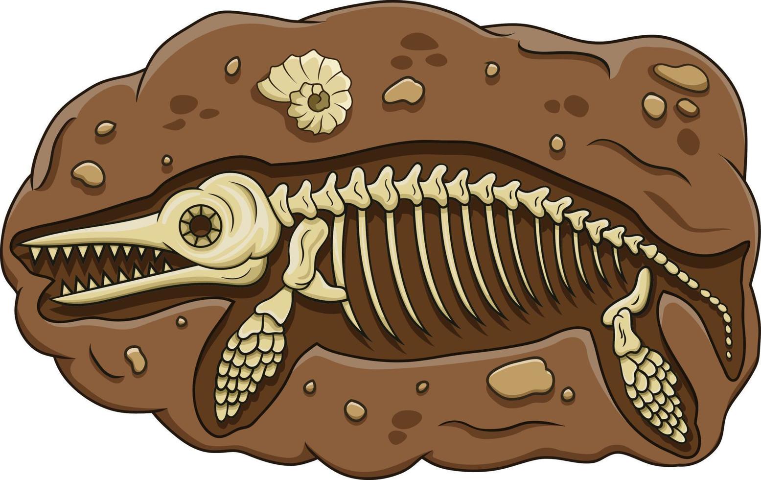 ilustração do fóssil de dinossauro ictiossauro dos desenhos animados vetor