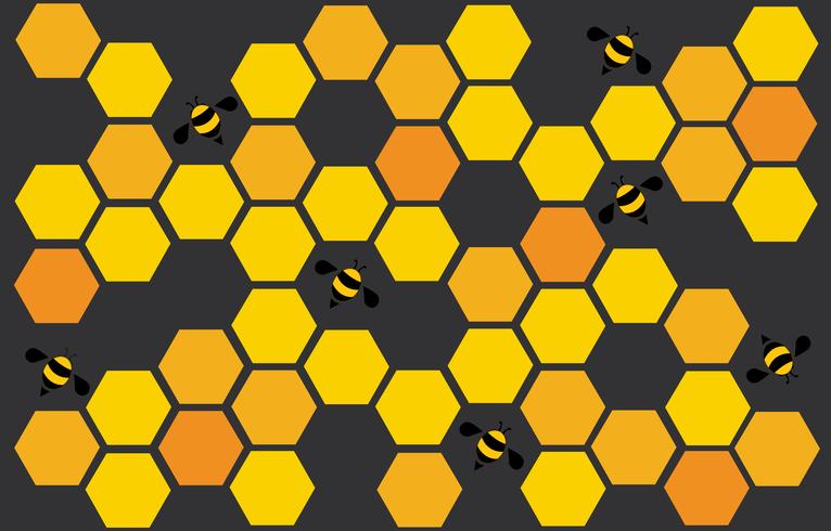 hexagon bee bee hive design arte e espaço de fundo vetor