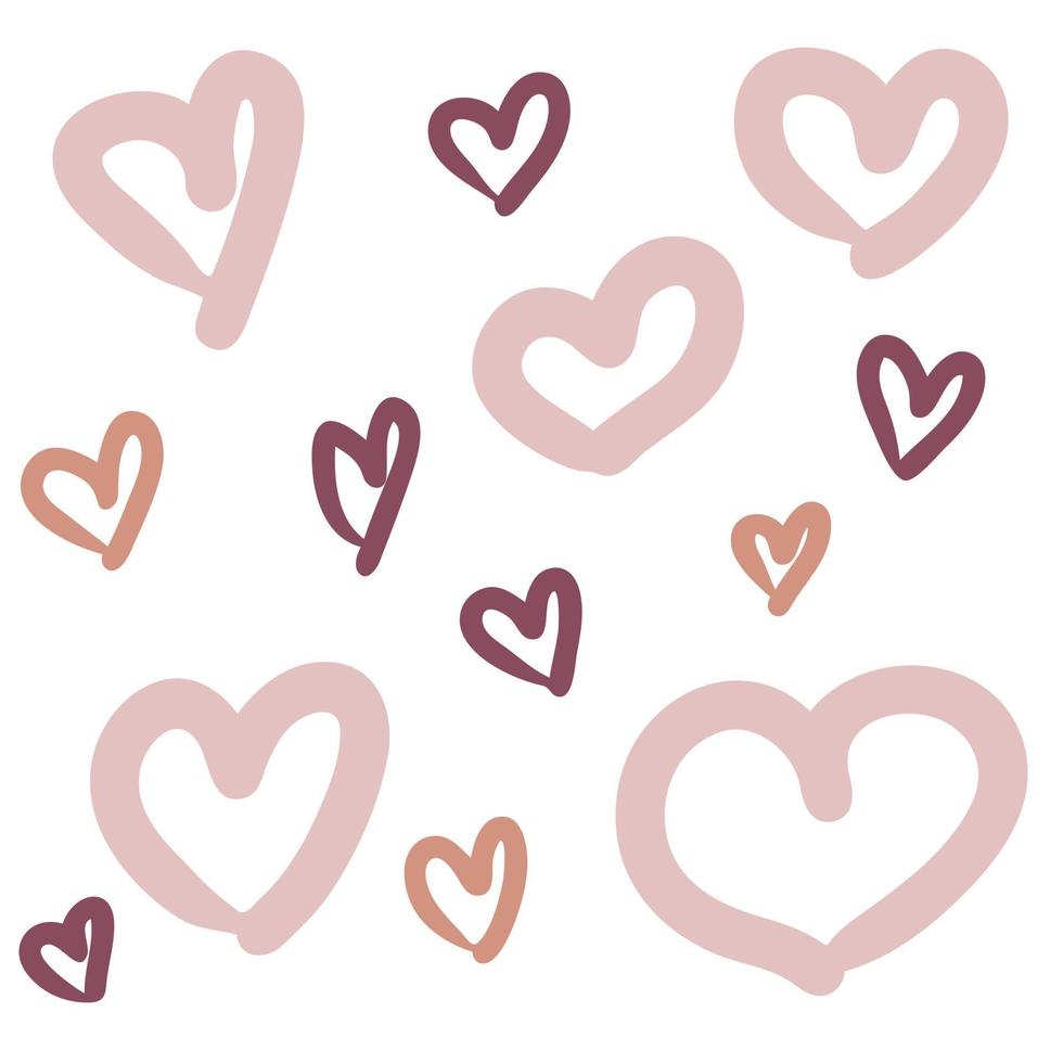 doodle coleção de corações multicoloridos dos namorados. vetor