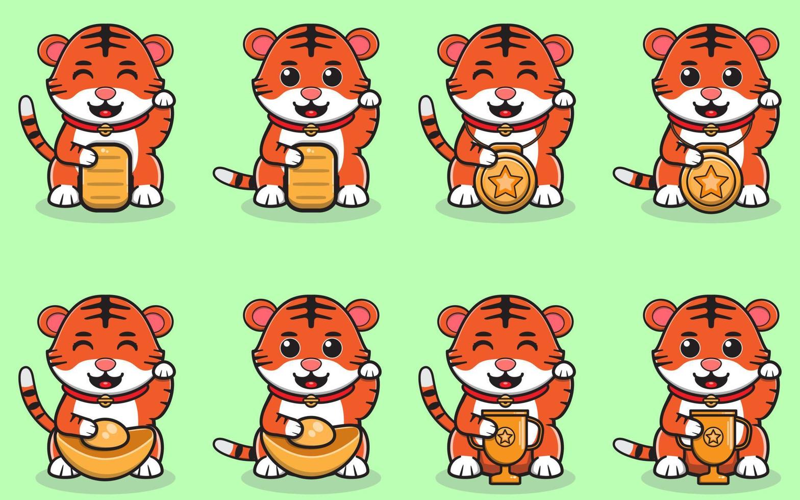 ilustração vetorial de tigre de desenho animado fofo vetor