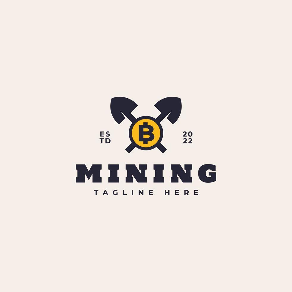 ilustração de ícone de vetor de design de logotipo de mineração bitcoin