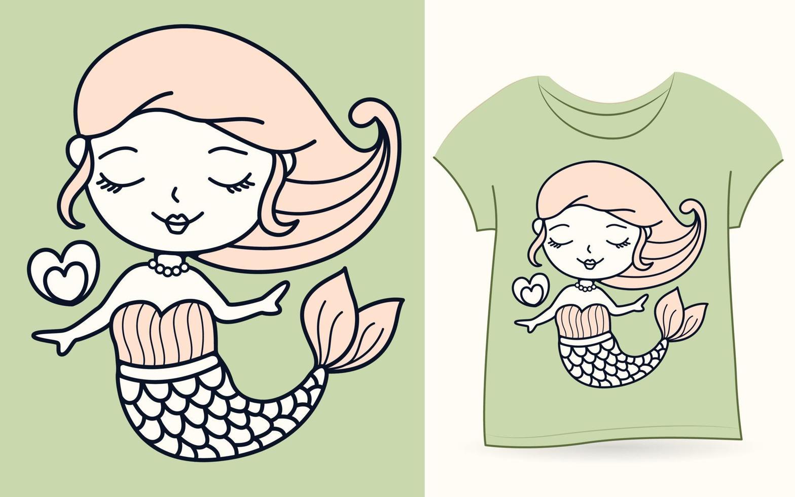 pequena sereia para camiseta vetor