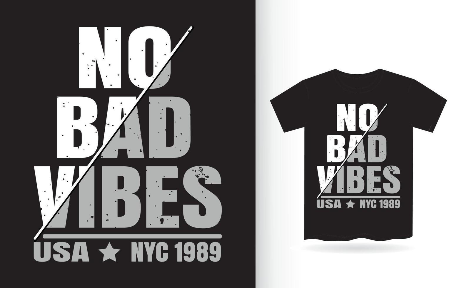 sem bad vibes tipografia moderna camiseta vetor