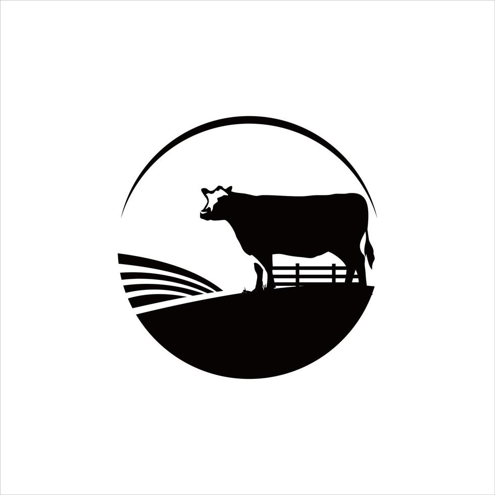 inspiração do logotipo da indústria agrícola com ilustração de alimentador de vacas de gado vetor