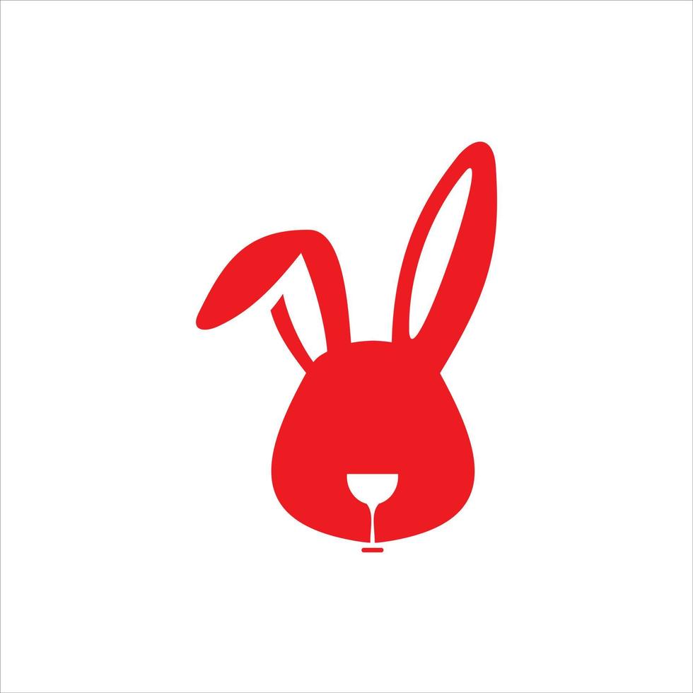 cabeça de coelho logotipo simples ilustração de cor vermelha vetor
