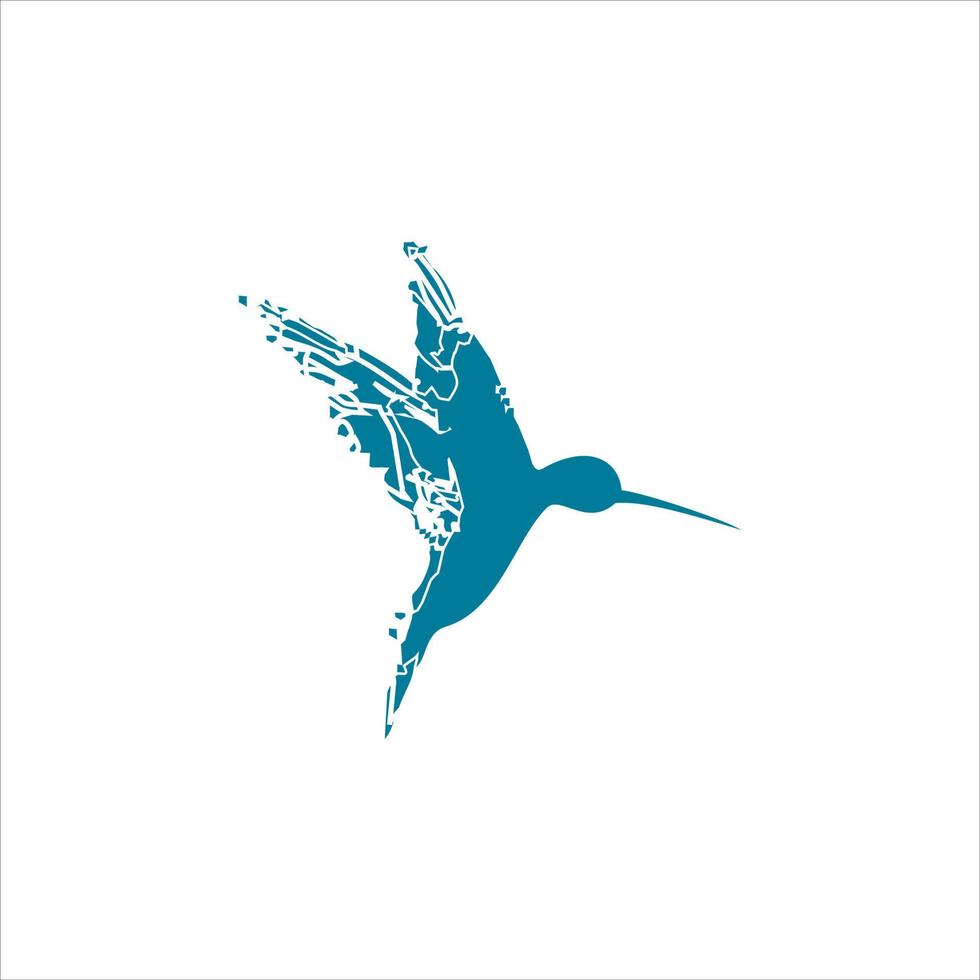 ilustração de logotipo animal de tecnologia digital de beija-flor vetor