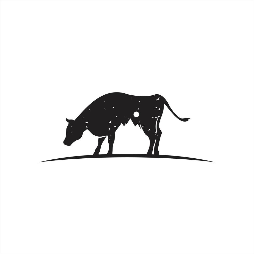 ilustração de silhueta de vaca de logotipo de animal de fazenda vetor