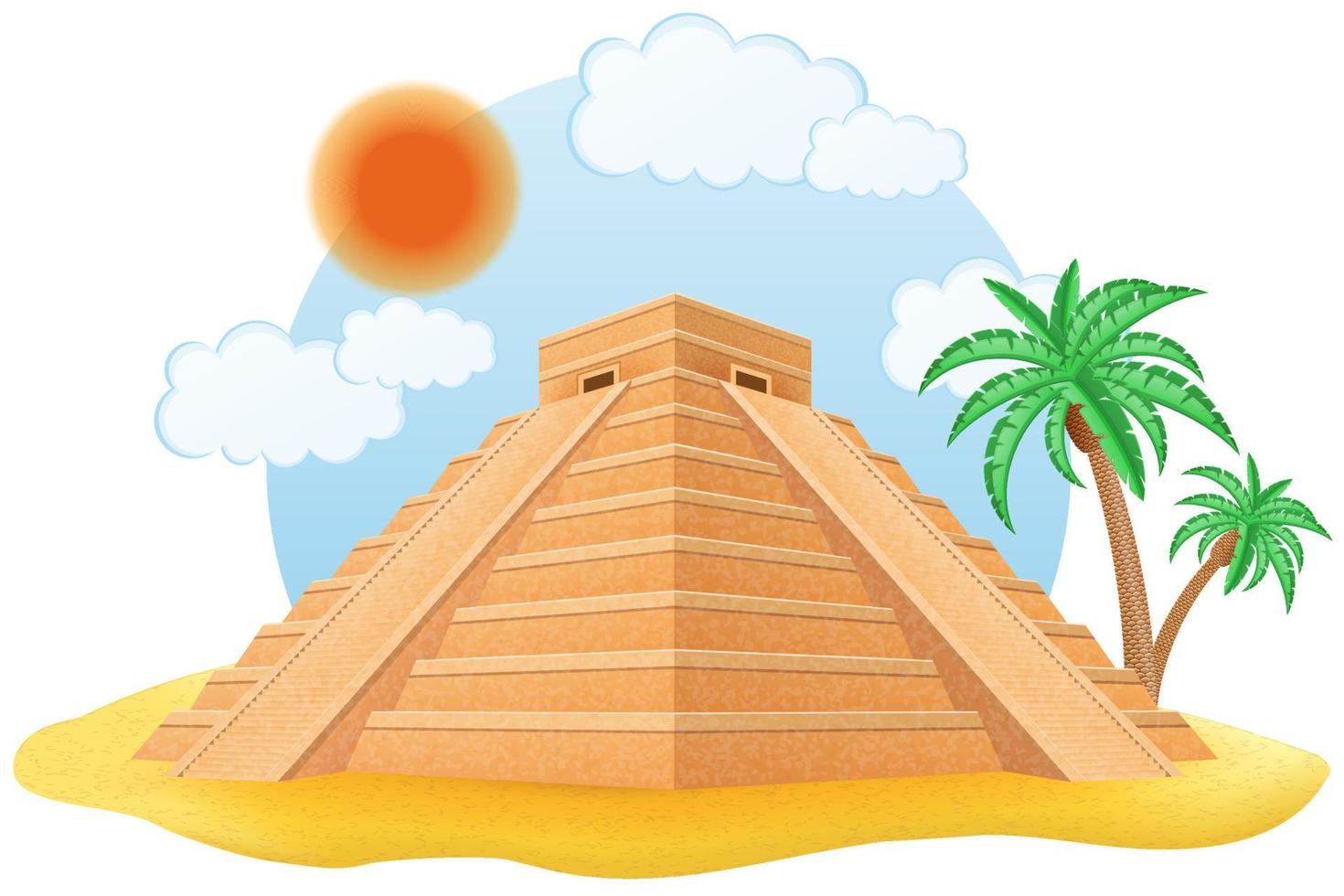 ilustração vetorial de pirâmide maia antiga isolada no fundo branco vetor