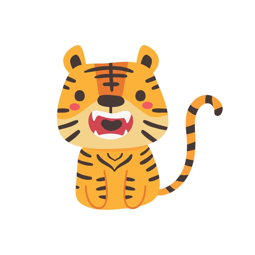 tigre de desenho animado para 2022 ano da decoração do cartão do ano novo chinês do tigre. vetor