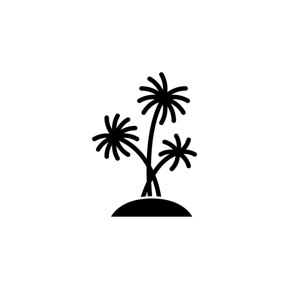 palma, coco, árvore, ilha, ícone sólido de praia, vetor, ilustração, modelo de logotipo. adequado para muitos propósitos. vetor