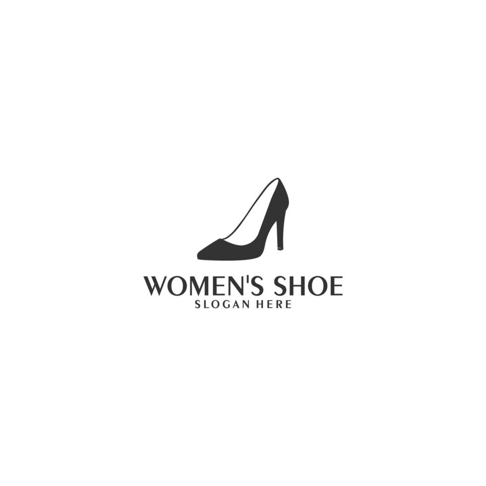 modelo de logotipo de sapato feminino em fundo branco vetor