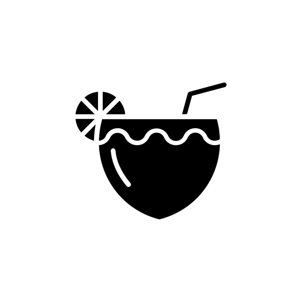 bebida de coco, ícone sólido de suco, vetor, ilustração, modelo de logotipo. adequado para muitos propósitos. vetor