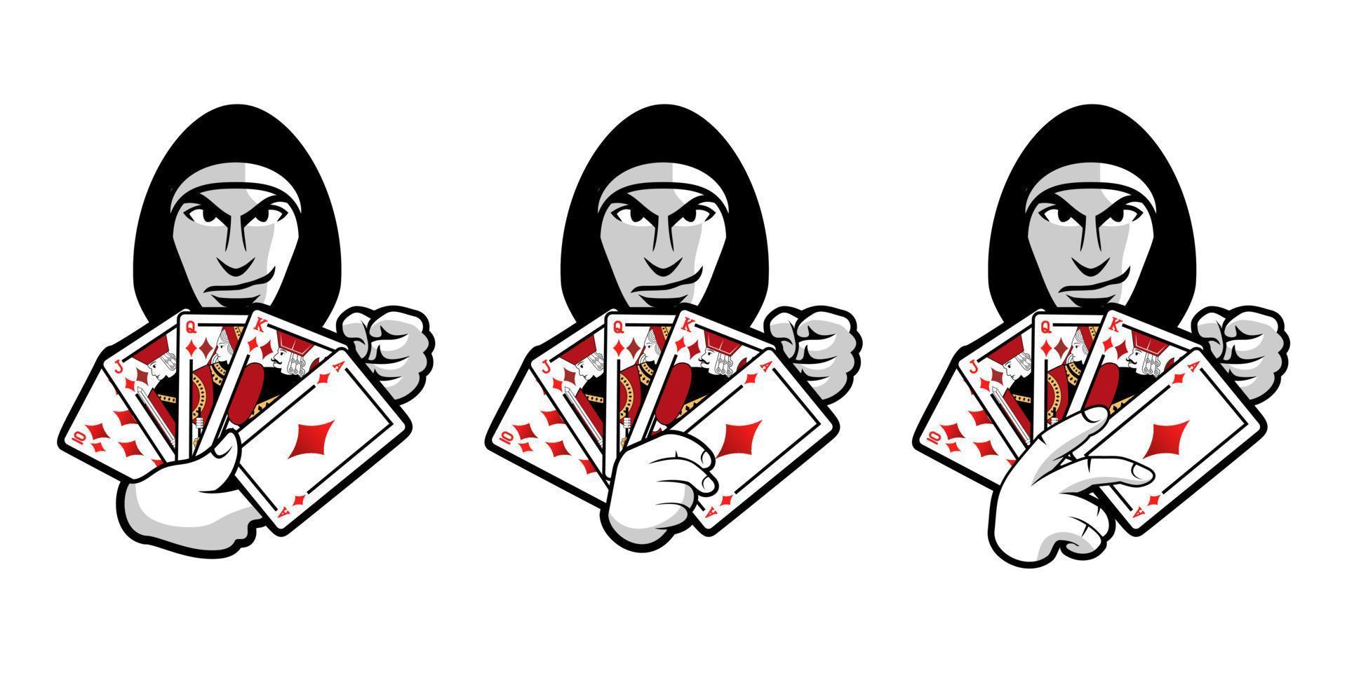 ilustração de design de personagens de logotipo de poker vetor