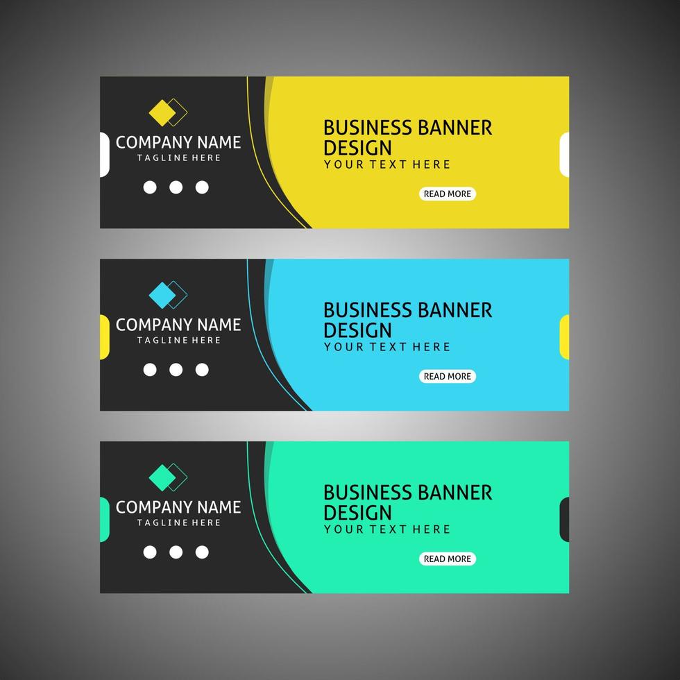 design de banner de negócios, banner vetorial em três cores brilhantes, vetor