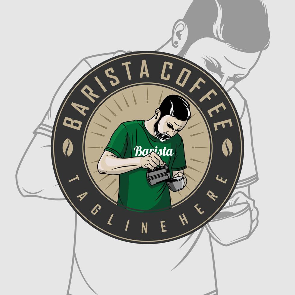 barista fazendo o modelo de logotipo de café.eps vetor