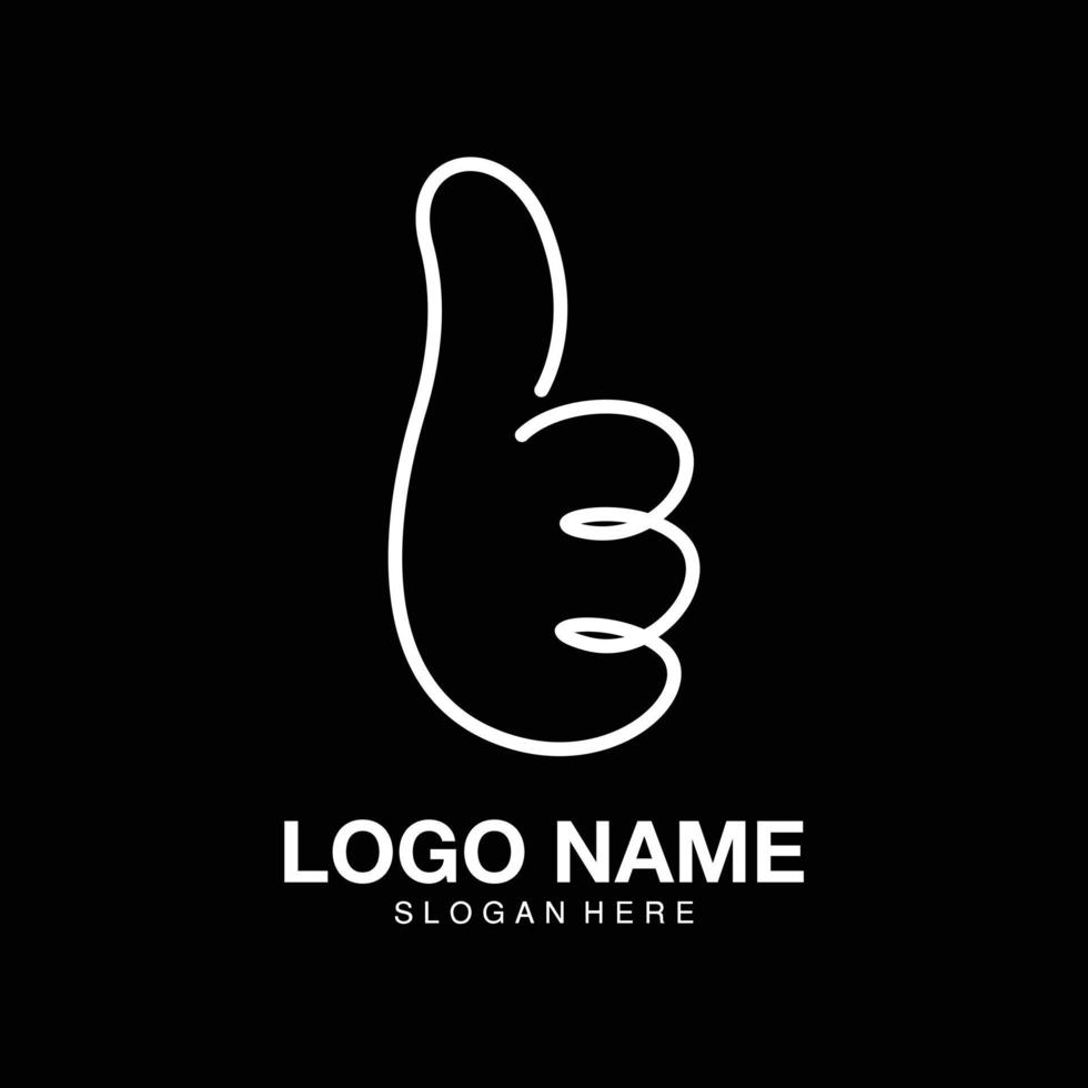 logotipo polegar ícone minimalista vetor símbolo design plano
